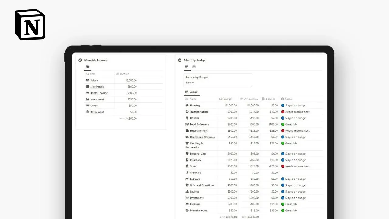 Personal Budget Tracker by Finance Geek