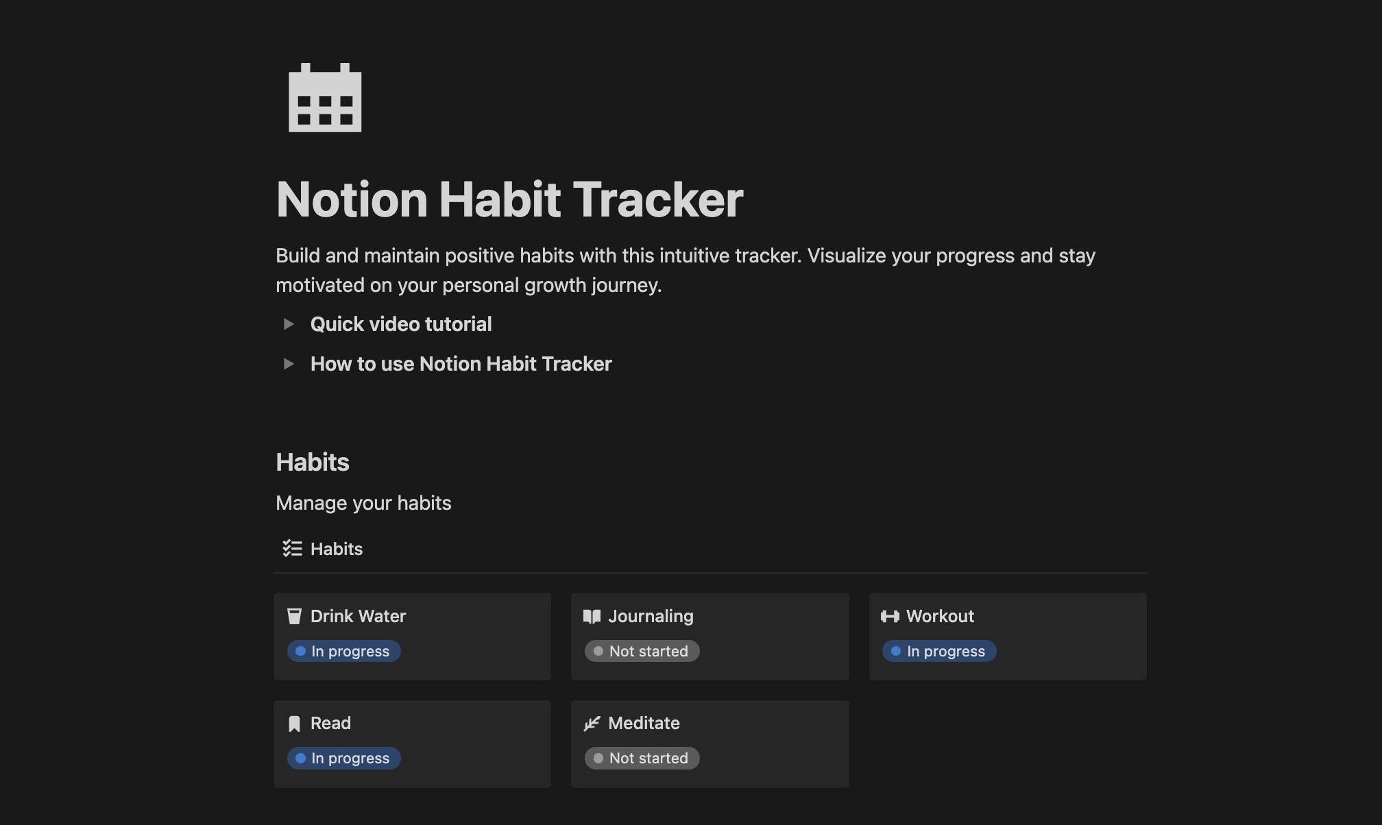 Notionhood Habit Tracker Template