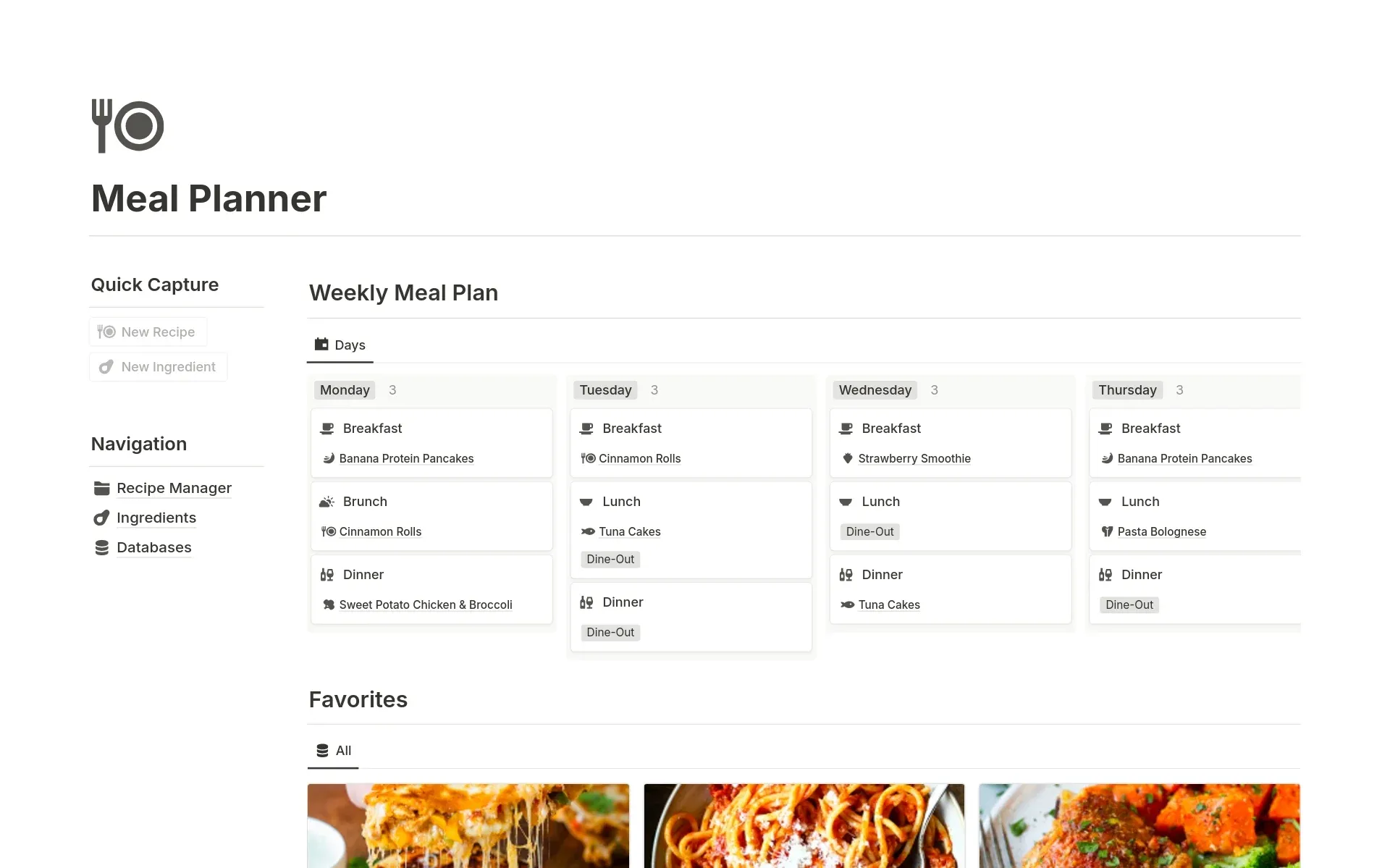 Simple Meal Planner by Notion Community