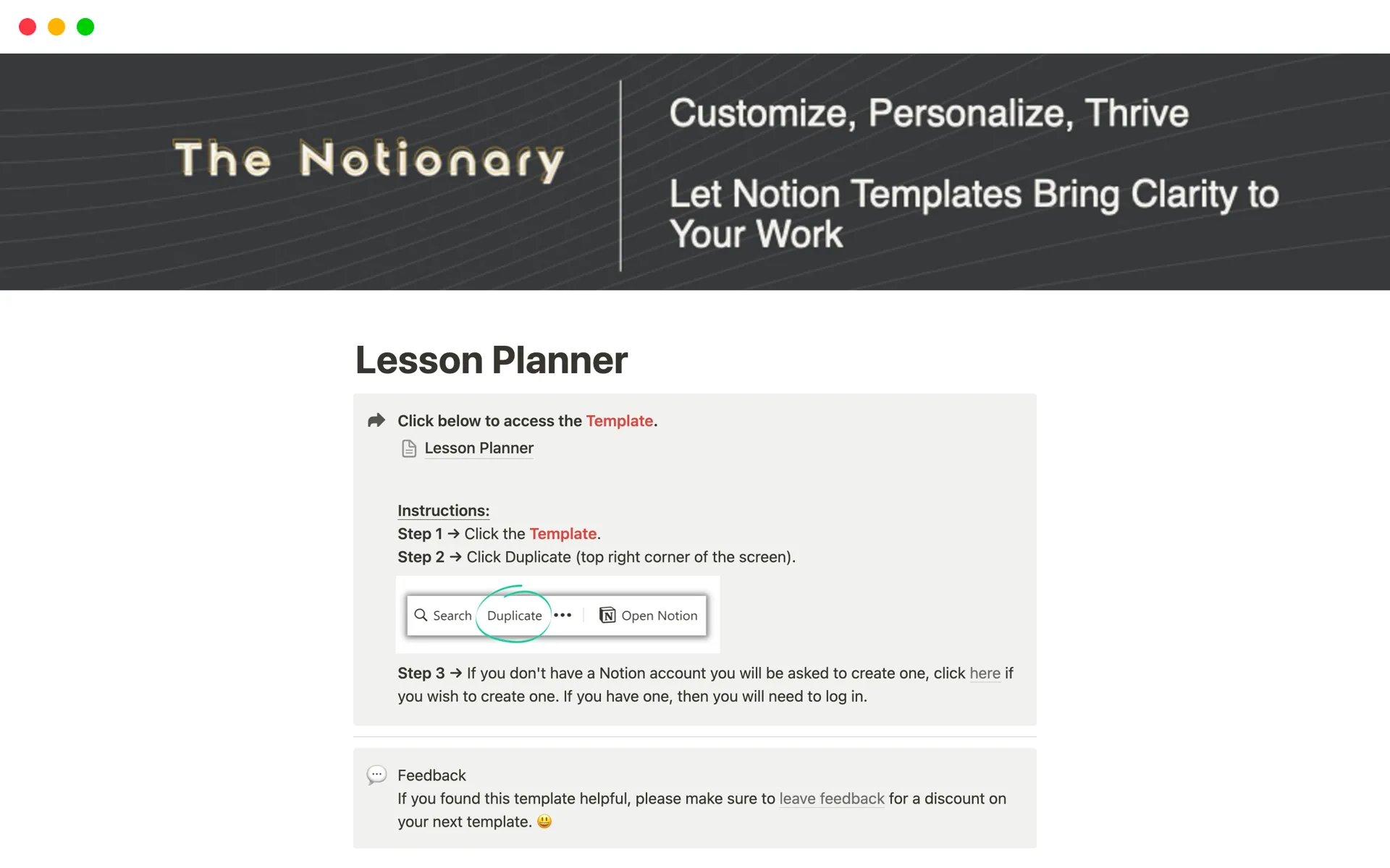 Subject-Specific Lesson Planner