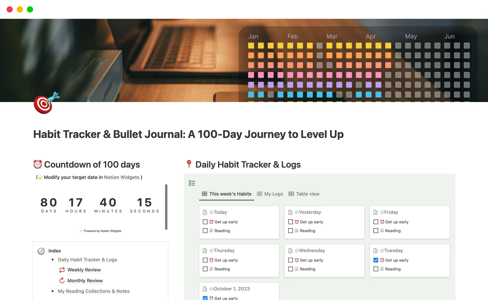 Bullet Journal Habit Tracker by Notion Community