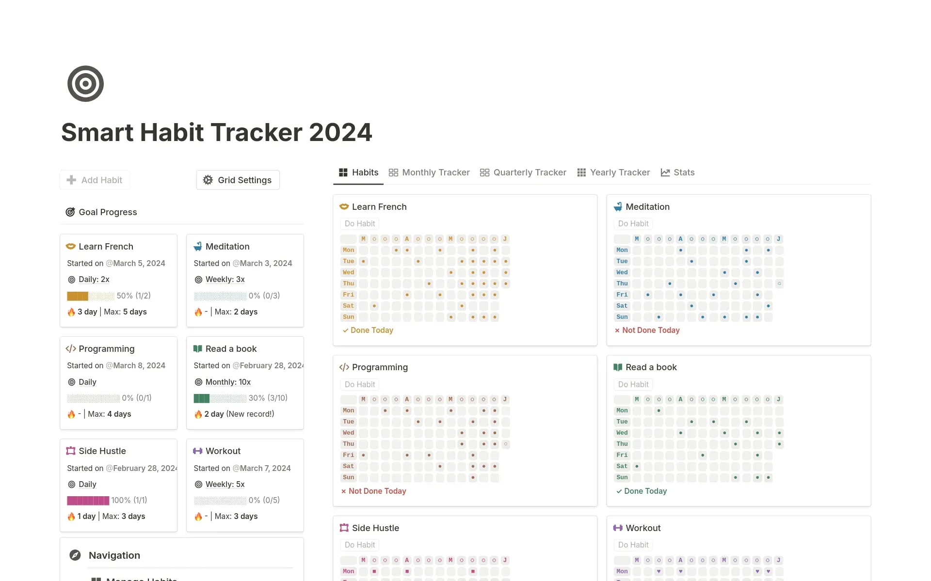 Advanced Habit Tracker by Smart Notion